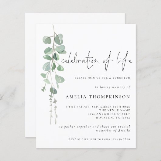 Begrotingsviering van de uitnodiging tot het indie (Voorkant / Achterkant)