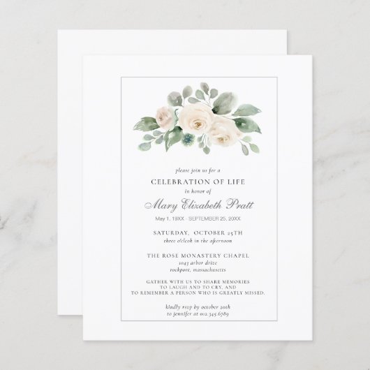 Begrotingsviering van de uitnodiging van Life Whit (Voorkant / Achterkant)