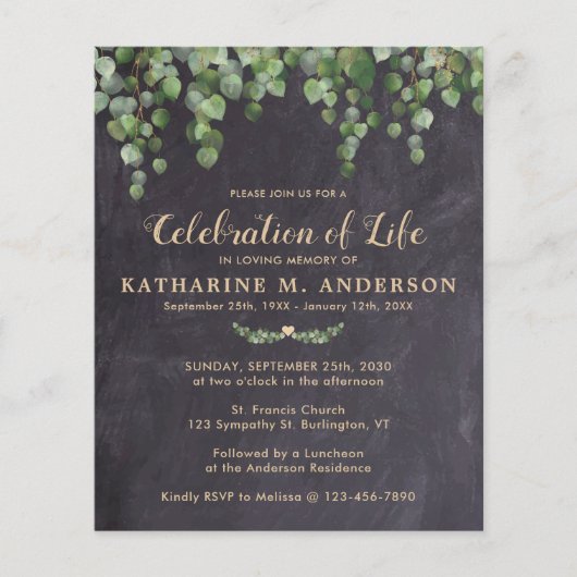 Begrotingsviering van het leven Rustic Greenery no (Voorkant)