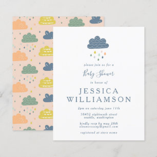 Begrotingswolken en regendruppels in blauw Baby sh