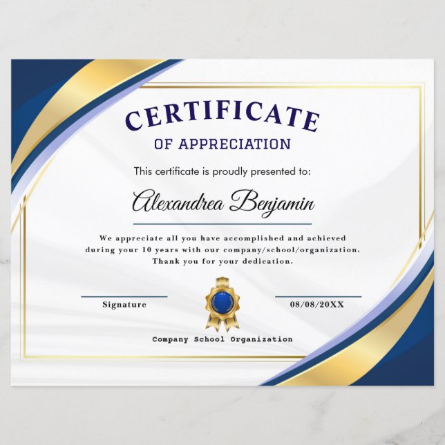 Behalen - Goud blauw certificaat (Voorkant)