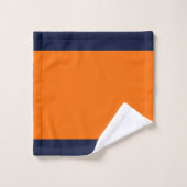 Behandel jezelf goed! ORANJE + DK BLUE TRIM Bad Handdoek (Wasdoekje)