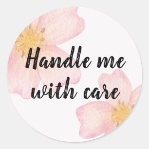 Behandel me voorzichtig - Delicate watercolor bloe Ronde Sticker