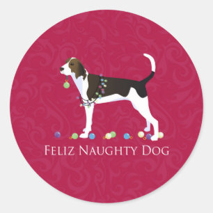 Behandel Walker Coonhound Kerstmis Ronde Sticker