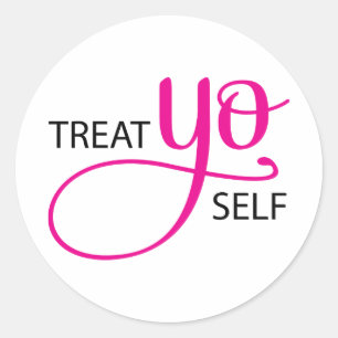 Behandel "Yo Self Pink" Ronde Sticker