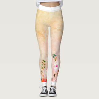 BEHANDELDE STROOMDRUKTE LEGGINGS IN GEEL
