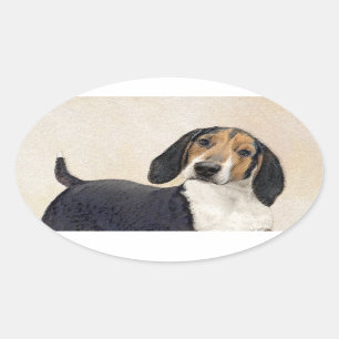 Behandeling van walker Coonhound-schilderijen - Oo Ovale Sticker