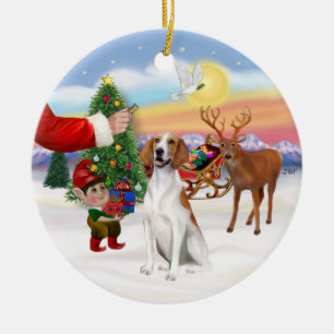 Behandeling voor een Amerikaanse Fox Hound Keramisch Ornament