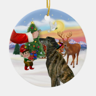 Behandeling voor een gestreepte Greyhound Keramisch Ornament