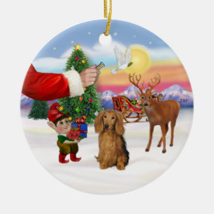 Behandeling voor een Langharige Dachshund Keramisch Ornament