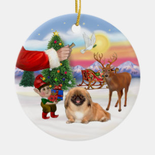 Behandeling voor een Pekingees (#1) Keramisch Ornament