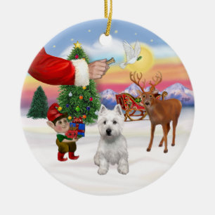 Behandeling voor een West Highland Terrier Keramisch Ornament