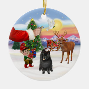 Behandeling voor een zwarte Pomeranian Keramisch Ornament