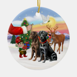 Behandeling voor twee labradors (Chocolade + Black Keramisch Ornament