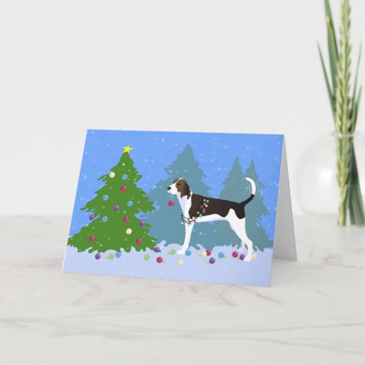Behandeling Walker Coonhound die kerstbomen decorr Feestdagen Kaart (Voorkant)