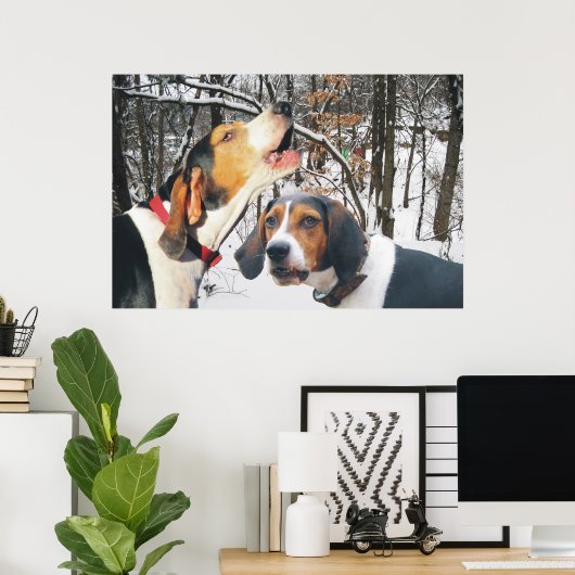 Behandeling Walker Coonhound Snowy Bos Poster (Thuiskantoor)