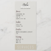 Behandelingenmenu ontwerp schoonheidssalon menu (Voorkant)