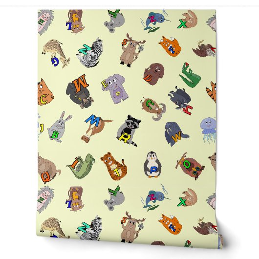 Behang Educatieve print met een leuk dierenalfabet (Afrollen)