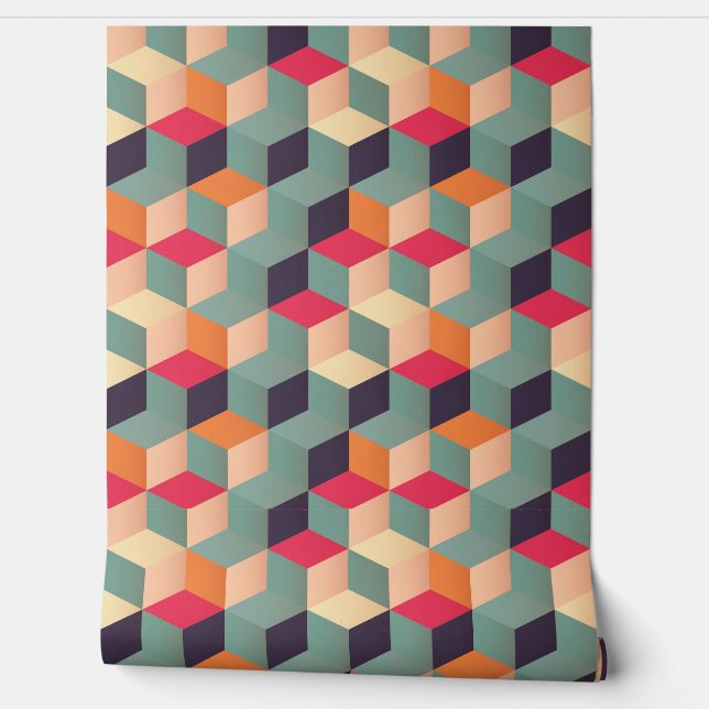 Behang - Geometrische blokken Kleurrijke vierkante (Afrollen)