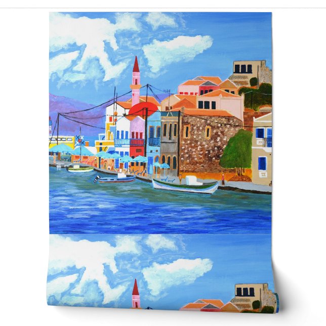 Behang Griekse kust (Afrollen)
