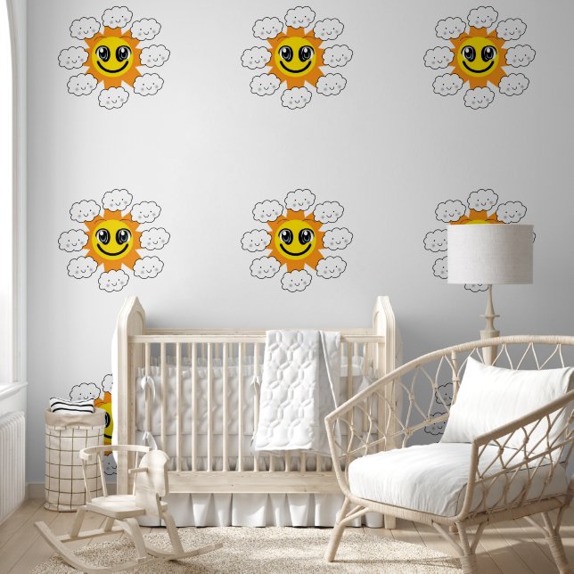 Behang Happy Sun met wolken (Kinderen)
