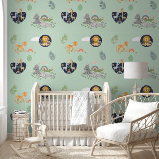 Behang met patroon wilde Afrikaanse dieren.