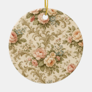 Behang met vintage bloempatroon keramisch ornament