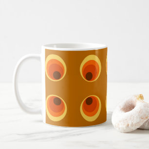 behang retro oranje, rood 1970 koffiemok