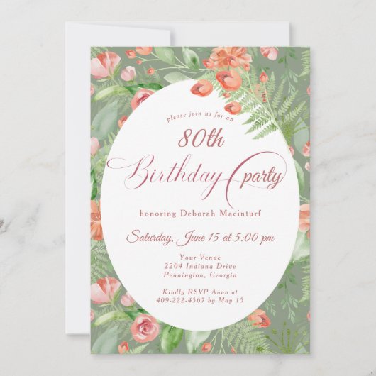 Behang Rozen Floral 80th Kaart (Voorkant)