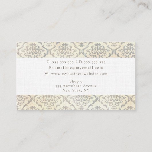  behang vergulde vogelschaar visitekaartje (Achterkant)