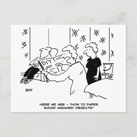Behangen rond onhandige objecten Grappig Briefkaart (Voorkant)
