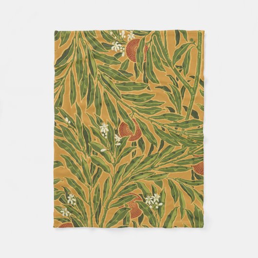 behangpatroon oranje boomillustraties fleece deken (Voorkant)