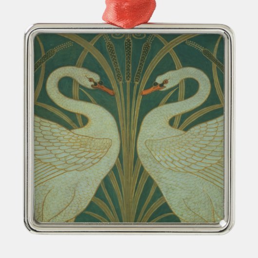Behangselontwerp voor paneel van "Swan, Rush & Iri Metalen Ornament (Voorkant)