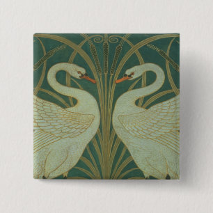 Behangselontwerp voor paneel van "Swan, Rush & Iri Vierkante Button 5,1 Cm