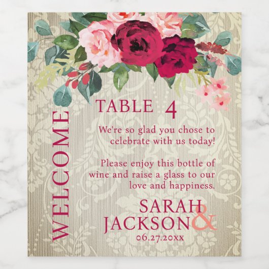 behangselpapier en Rozen Wedstrijkgetallen Wijn Etiket (Enkel label)