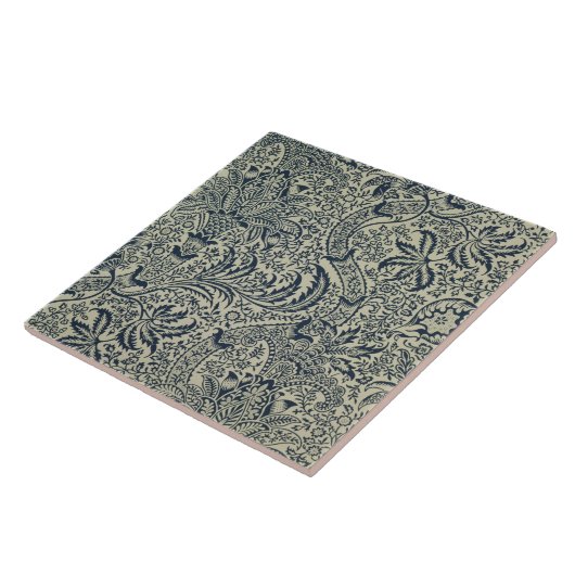 Behangselpapier met marineblauw zeewier tegeltje (Zijkant)