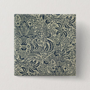 Behangselpapier met marineblauw zeewier vierkante button 5,1 cm