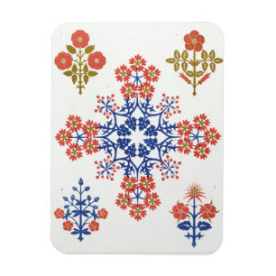 Behangselpapier, met viliet, iris en tulpenmotief, magneet