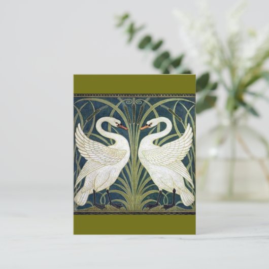 Behangselpapier voor zwaan, Rush en Iris Briefkaart (Staand voorkant)
