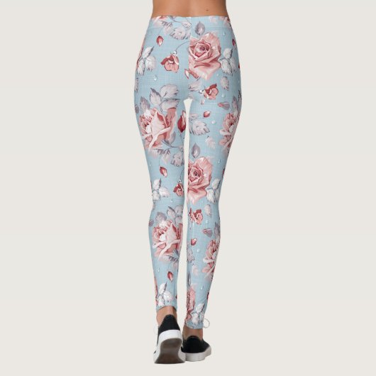 Behangselpatroon van roze rozen 2 leggings (Achterkant)