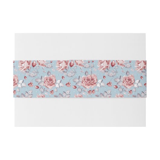 Behangselpatroon van roze rozen 2 uitnodigingen wikkel (Achterkant Voorbeeld)