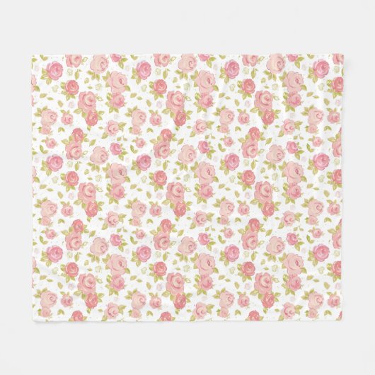 Behangselpatroon van roze rozen 3 fleece deken (Voorkant (Horizontaal))