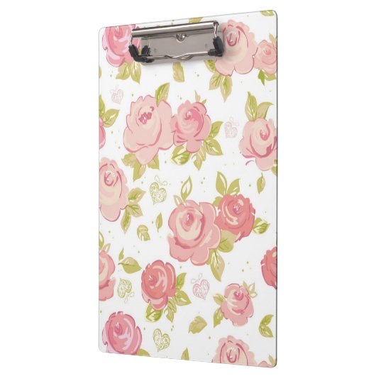 Behangselpatroon van roze rozen 3 klembord (Links)