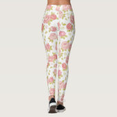 Behangselpatroon van roze rozen 3 leggings (Achterkant)