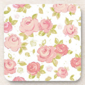 Behangselpatroon van roze rozen 3 onderzetter (Voorkant)