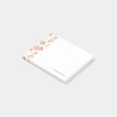 Behangselpatroon van roze rozen 3 post-it® notes (Schuin)