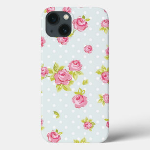 Behangselpatroon van roze rozen 4 iPhone 13 hoesje
