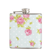 Behangselpatroon van roze rozen 4 heupfles (Voorkant)