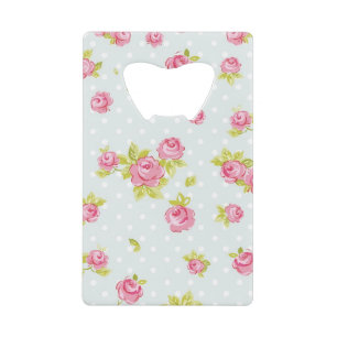 Behangselpatroon van roze rozen 4 kredietkaart flessenopener