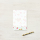 Behangselpatroon van roze rozen 4 post-it® notes (Op bureau)